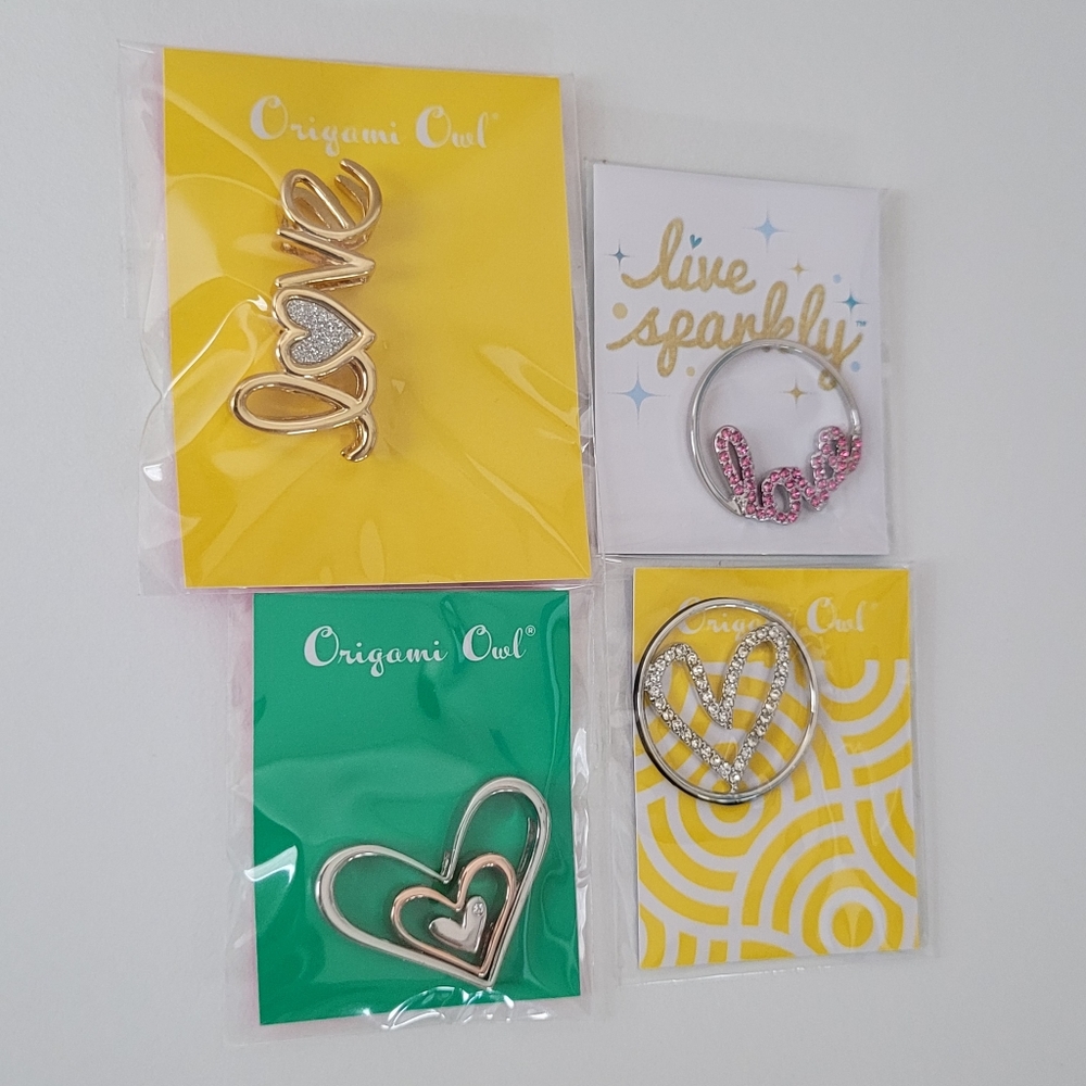 2 Origami Owl Bracelet Sliders & 2 Origami Owl Window Locket plates